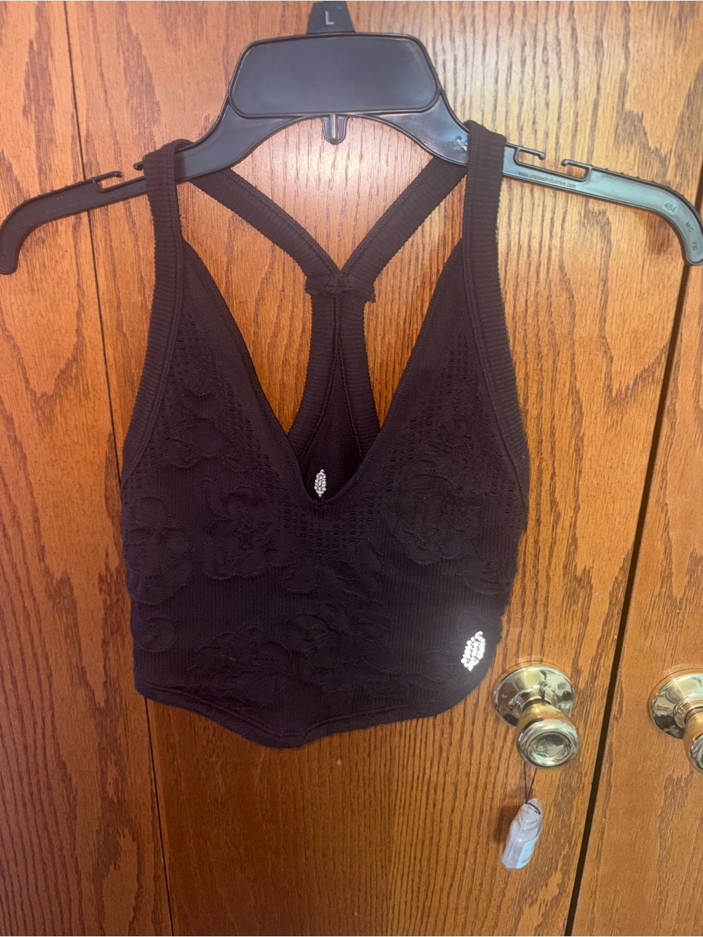 Free People Black Lace-Texture Racerback Bralette